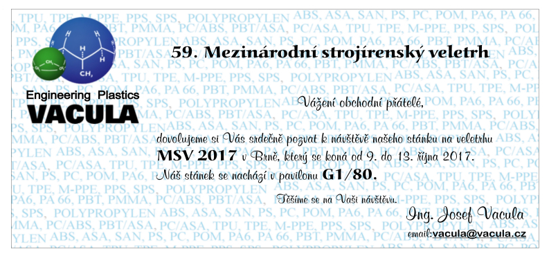 VACULA s.r.o. zve na veletrh MSV 2017 v Brně